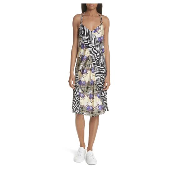 OPENING CEREMONY Sleeveless Floral Zebra Silk Dress size 8 / M - Picture 1 of 13